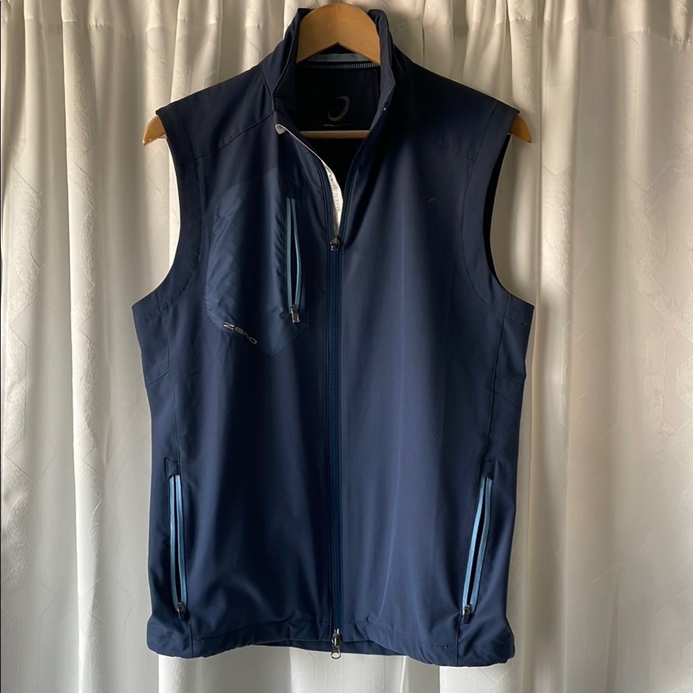 Blue Outdoor Vest with Stand-Up Collar